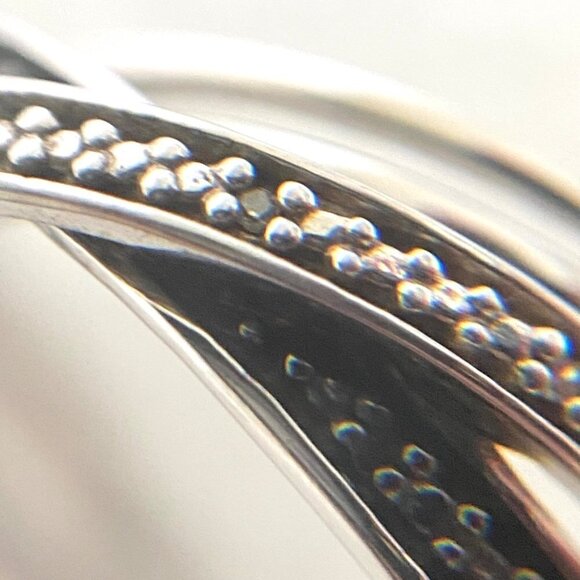 Sterling Silver 925 Black White Diamond Crossover Multi Band Ring Sz 6.5 - Picture 5 of 16